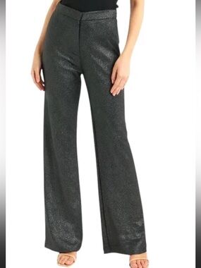 Rachel Zoe Metallic Charcoal Wide-Leg Trousers